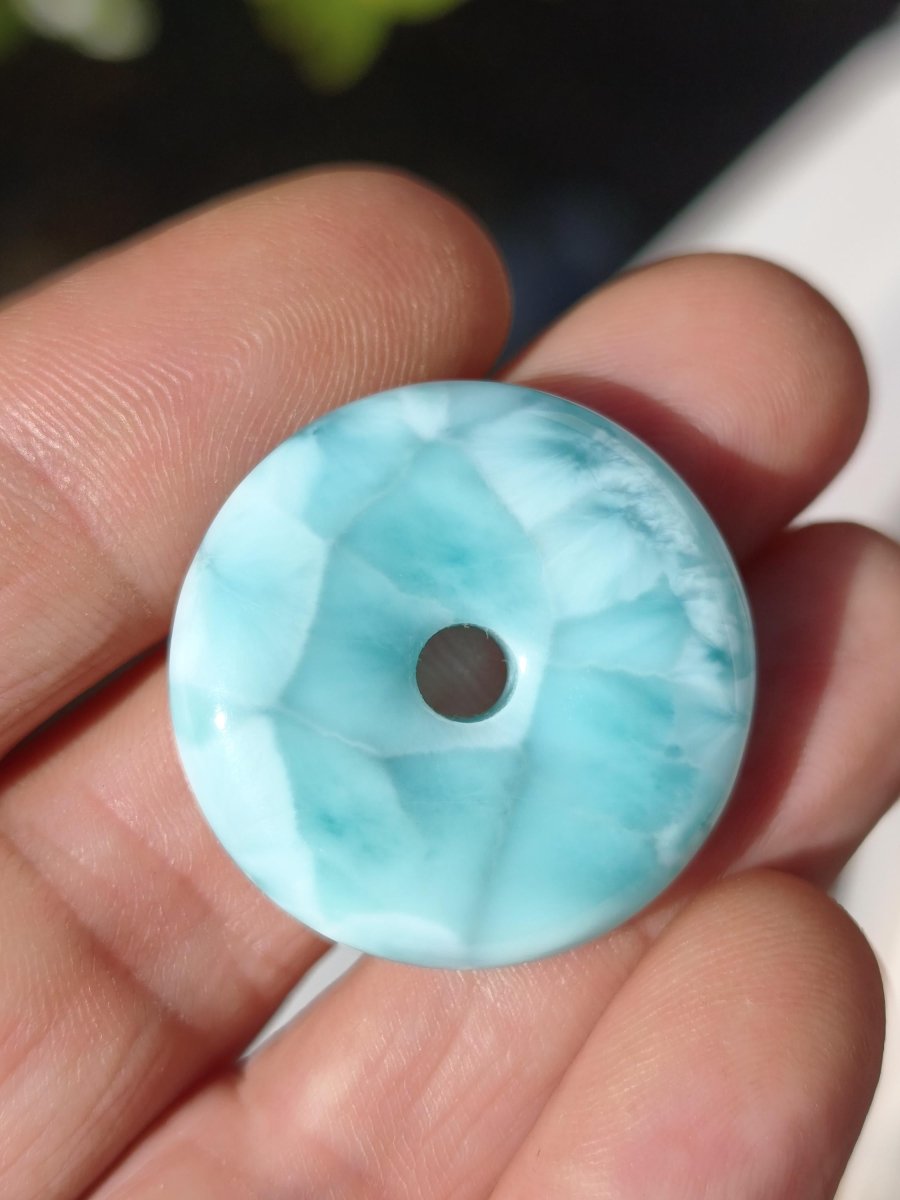 AAA Larimar Schutz Donut Edelstein Kette blau Heilstein Rarität Natur Frau Geschenk Mann Frau Er Sie Energie Kraft Glück - Art of Nature Berlin