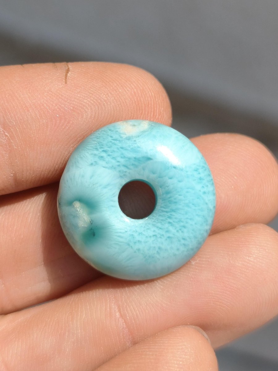 AAA Larimar Schutz Donut Edelstein Kette blau Heilstein Rarität Natur Frau Geschenk Mann Frau Er Sie Energie Kraft Glück - Art of Nature Berlin