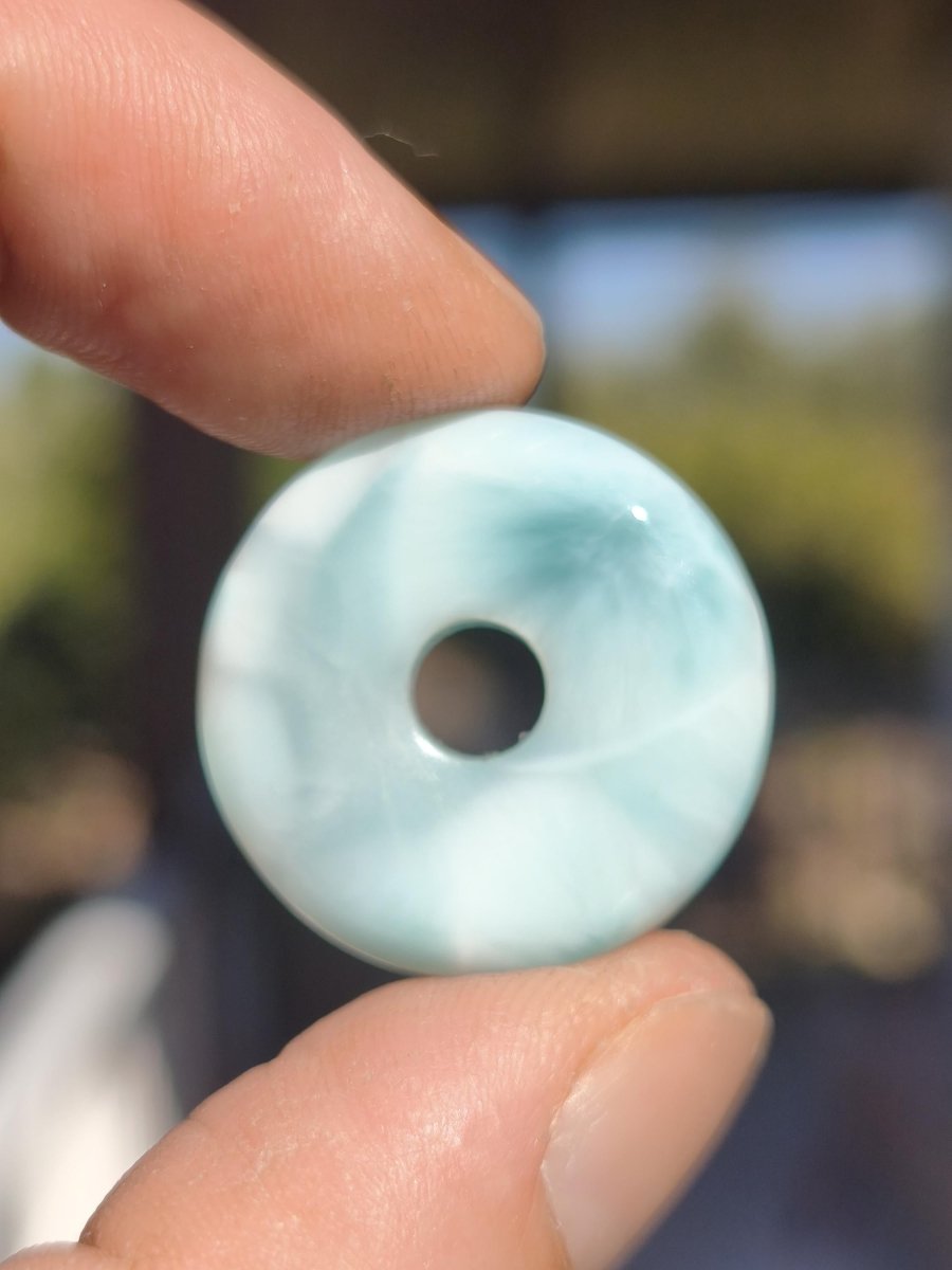 AAA Larimar Schutz Donut Edelstein Kette blau Heilstein Rarität Natur Frau Geschenk Mann Frau Er Sie Energie Kraft Glück - Art of Nature Berlin