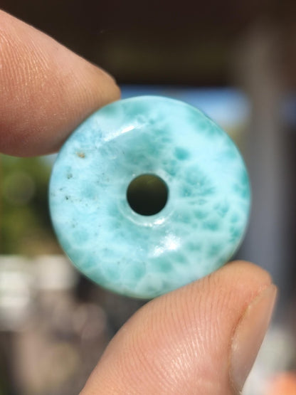 AAA Larimar Schutz Donut Edelstein Kette blau Heilstein Rarität Natur Frau Geschenk Mann Frau Er Sie Energie Kraft Glück - Art of Nature Berlin