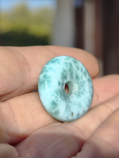 AAA Larimar Schutz Donut Edelstein Kette blau Heilstein Rarität Natur Frau Geschenk Mann Frau Er Sie Energie Kraft Glück - Art of Nature Berlin