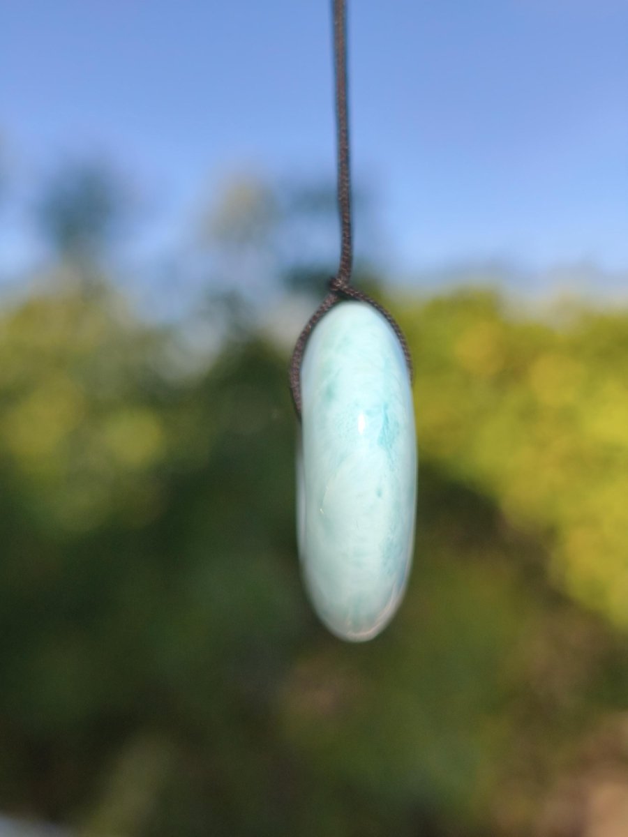 AAA Larimar Schutz Donut Edelstein Kette blau Heilstein Rarität Natur Frau Geschenk Mann Frau Er Sie Energie Kraft Glück - Art of Nature Berlin