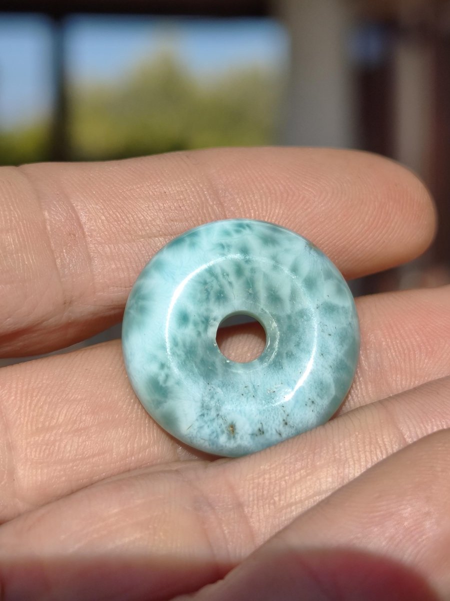 AAA Larimar Schutz Donut Edelstein Kette blau Heilstein Rarität Natur Frau Geschenk Mann Frau Er Sie Energie Kraft Glück - Art of Nature Berlin