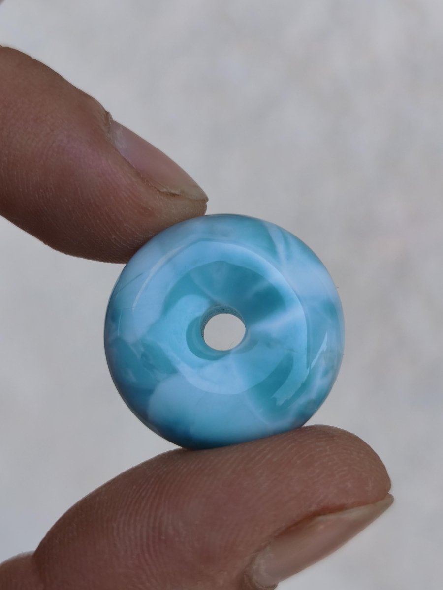 AAA Larimar Schutz Donut Edelstein Kette blau Heilstein Rarität Natur Frau Geschenk Mann Frau Er Sie Energie Kraft Glück - Art of Nature Berlin