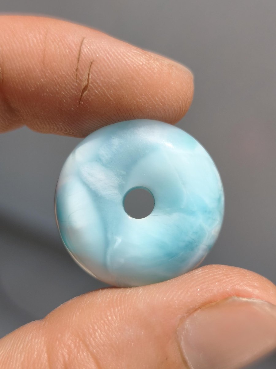 AAA Larimar Schutz Donut Edelstein Kette blau Heilstein Rarität Natur Frau Geschenk Mann Frau Er Sie Energie Kraft Glück - Art of Nature Berlin