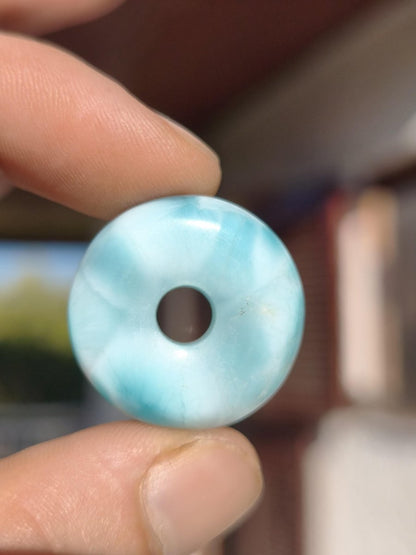 AAA Larimar Schutz Donut Edelstein Kette blau Heilstein Rarität Natur Frau Geschenk Mann Frau Er Sie Energie Kraft Glück - Art of Nature Berlin