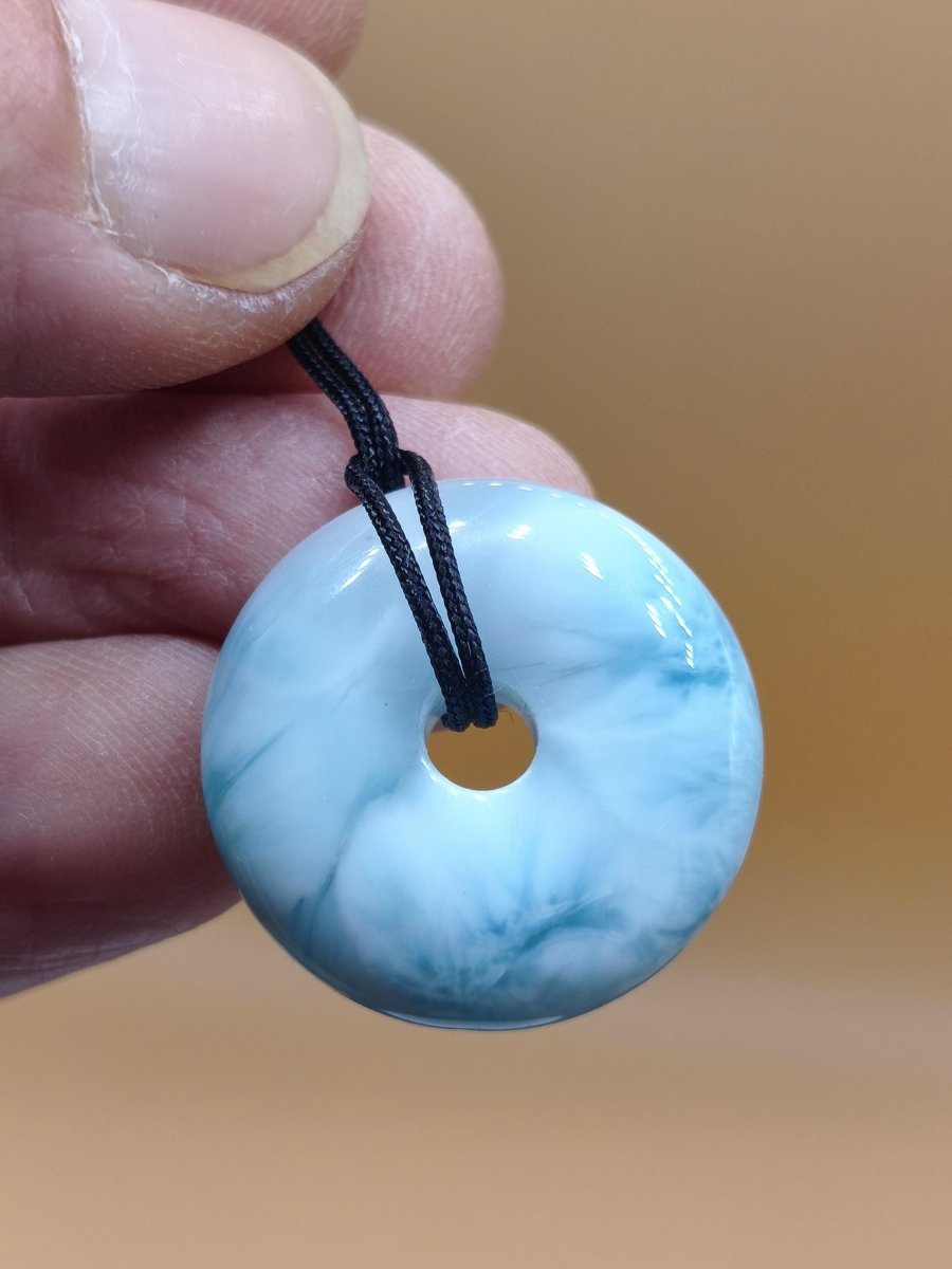 AAA Larimar Schutz Donut Edelstein Kette blau Heilstein Rarität Natur Frau Geschenk Mann Frau Er Sie Energie Kraft Glück - Art of Nature Berlin