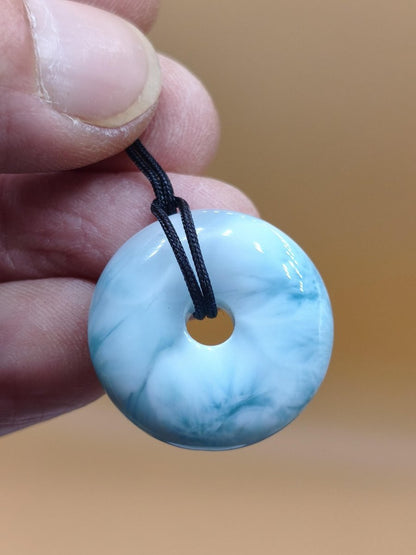 AAA Larimar Schutz Donut Edelstein Kette blau Heilstein Rarität Natur Frau Geschenk Mann Frau Er Sie Energie Kraft Glück - Art of Nature Berlin