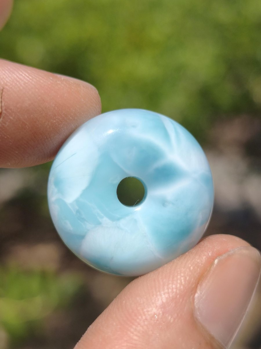 AAA Larimar Schutz Donut Edelstein Kette blau Heilstein Rarität Natur Frau Geschenk Mann Frau Er Sie Energie Kraft Glück - Art of Nature Berlin