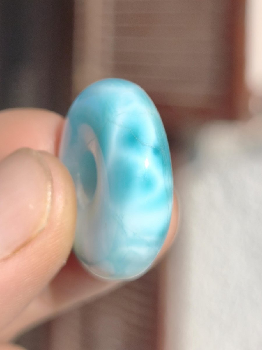 AAA Larimar Schutz Donut Edelstein Kette blau Heilstein Rarität Natur Frau Geschenk Mann Frau Er Sie Energie Kraft Glück - Art of Nature Berlin