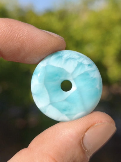 AAA Larimar Schutz Donut Edelstein Kette blau Heilstein Rarität Natur Frau Geschenk Mann Frau Er Sie Energie Kraft Glück - Art of Nature Berlin