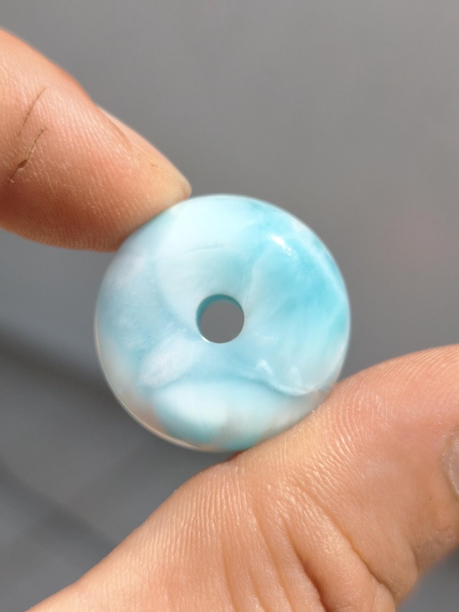 AAA Larimar Schutz Donut Edelstein Kette blau Heilstein Rarität Natur Frau Geschenk Mann Frau Er Sie Energie Kraft Glück - Art of Nature Berlin