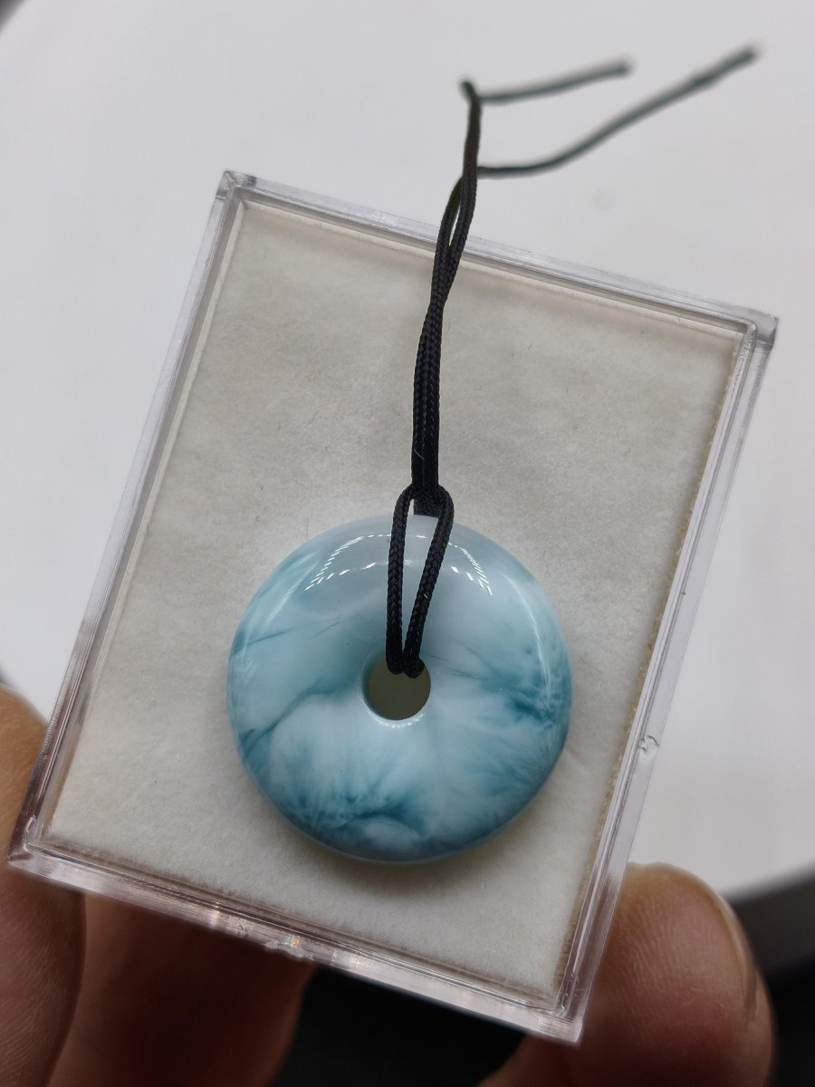 AAA Larimar Schutz Donut Edelstein Kette blau Heilstein Rarität Natur Frau Geschenk Mann Frau Er Sie Energie Kraft Glück - Art of Nature Berlin