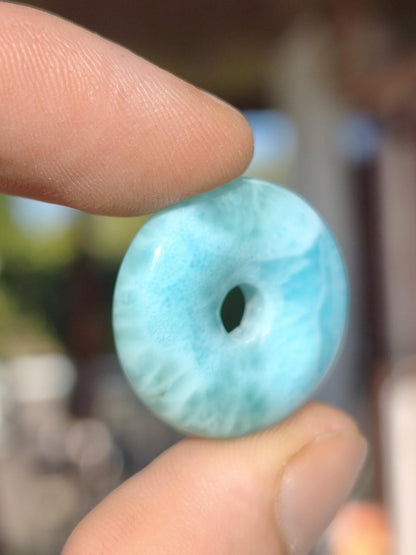 AAA Larimar Schutz Donut Edelstein Kette blau Heilstein Rarität Natur Frau Geschenk Mann Frau Er Sie Energie Kraft Glück - Art of Nature Berlin
