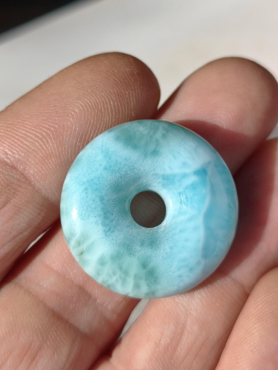 AAA Larimar Schutz Donut Edelstein Kette blau Heilstein Rarität Natur Frau Geschenk Mann Frau Er Sie Energie Kraft Glück - Art of Nature Berlin