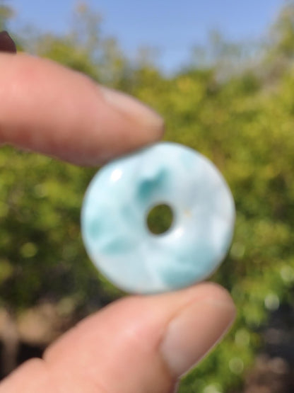 AAA Larimar Schutz Donut Edelstein Kette blau Heilstein Rarität Natur Frau Geschenk Mann Frau Er Sie Energie Kraft Glück - Art of Nature Berlin