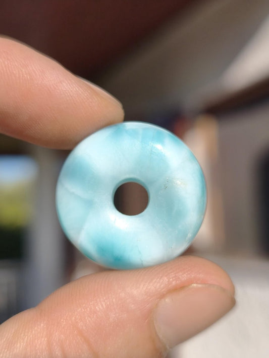 AAA Larimar Schutz Donut Edelstein Kette blau Heilstein Rarität Natur Frau Geschenk Mann Frau Er Sie Energie Kraft Glück - Art of Nature Berlin