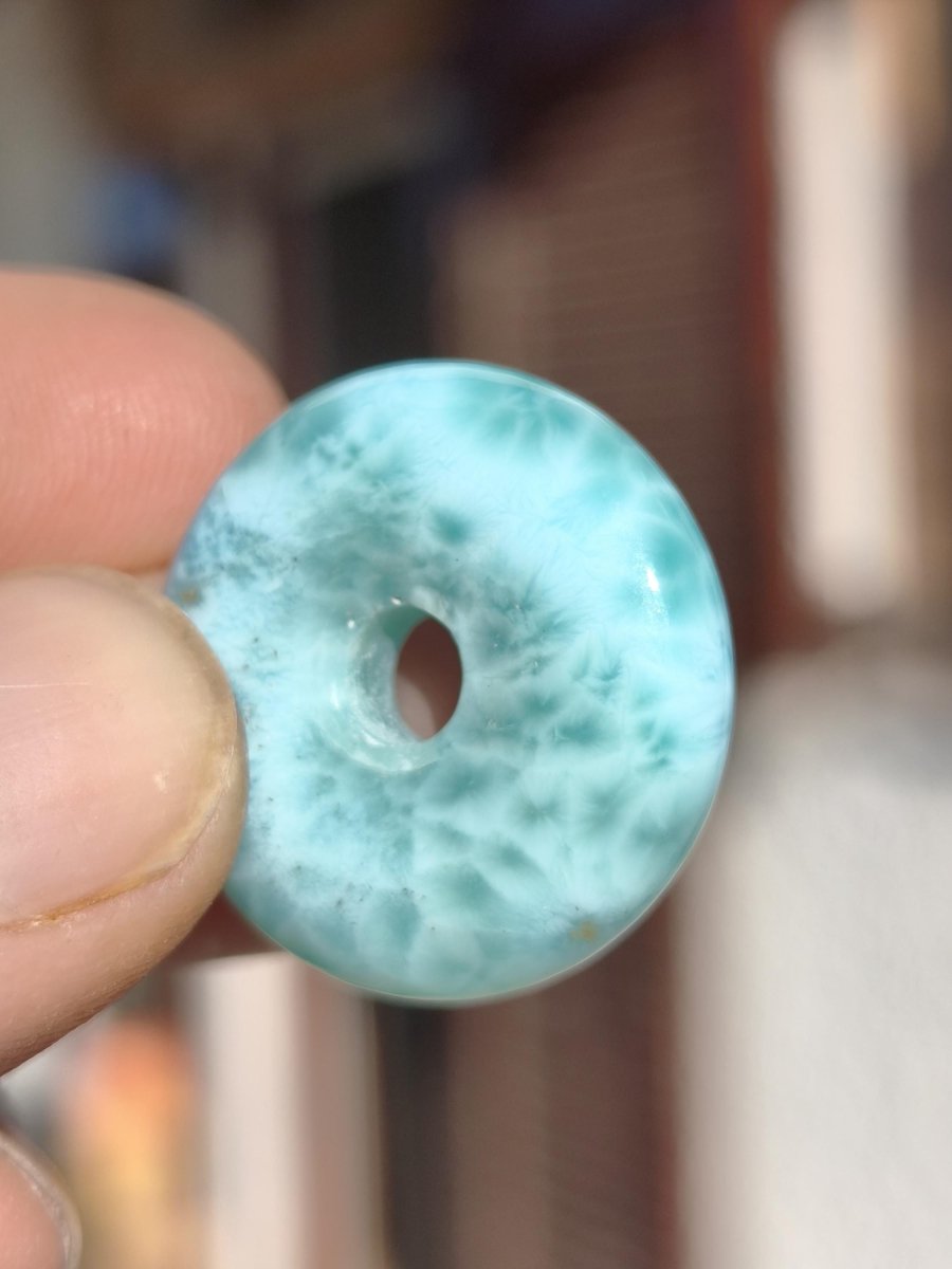 AAA Larimar Schutz Donut Edelstein Kette blau Heilstein Rarität Natur Frau Geschenk Mann Frau Er Sie Energie Kraft Glück - Art of Nature Berlin