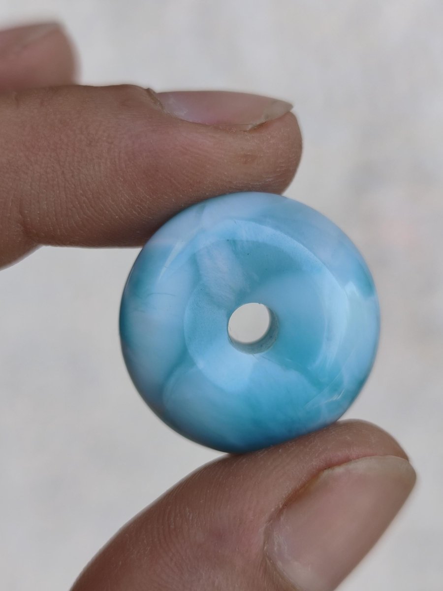 AAA Larimar Schutz Donut Edelstein Kette blau Heilstein Rarität Natur Frau Geschenk Mann Frau Er Sie Energie Kraft Glück - Art of Nature Berlin