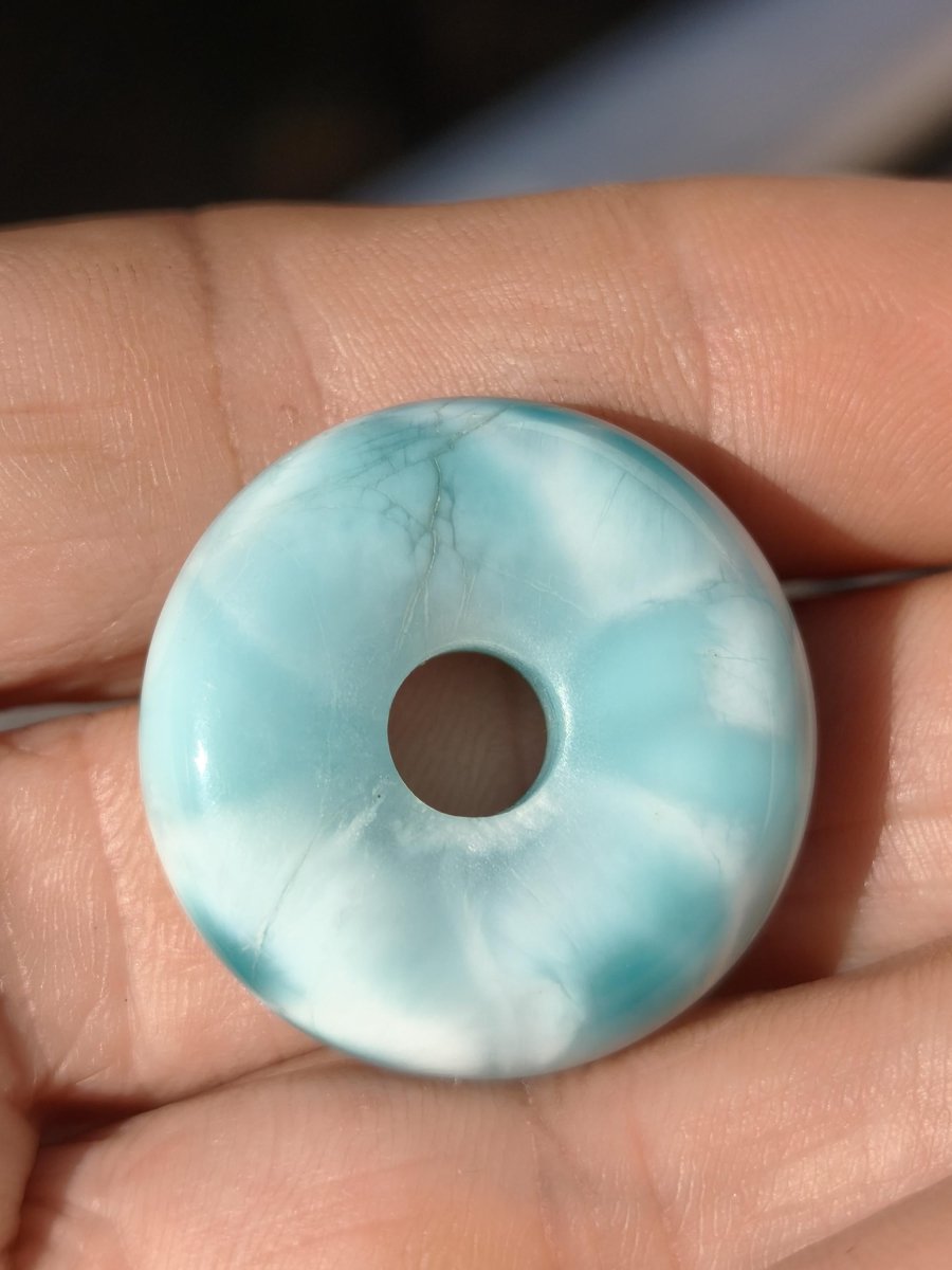 AAA Larimar Schutz Donut Edelstein Kette blau Heilstein Rarität Natur Frau Geschenk Mann Frau Er Sie Energie Kraft Glück - Art of Nature Berlin