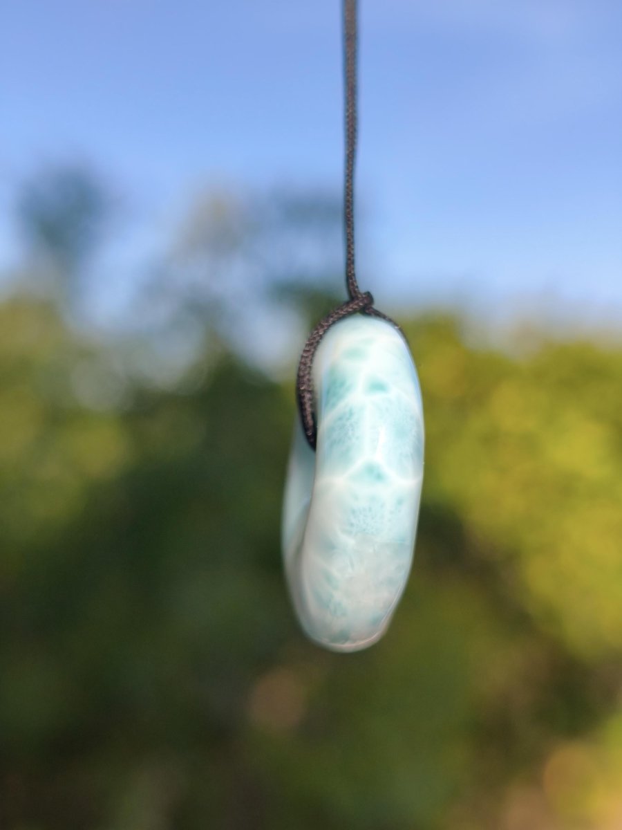 AAA Larimar Schutz Donut Edelstein Kette blau Heilstein Rarität Natur Frau Geschenk Mann Frau Er Sie Energie Kraft Glück - Art of Nature Berlin