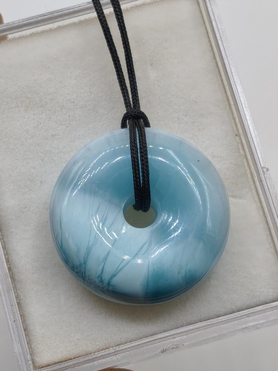 AAA Larimar Schutz Donut Edelstein Kette blau Heilstein Rarität Natur Frau Geschenk Mann Frau Er Sie Energie Kraft Glück - Art of Nature Berlin