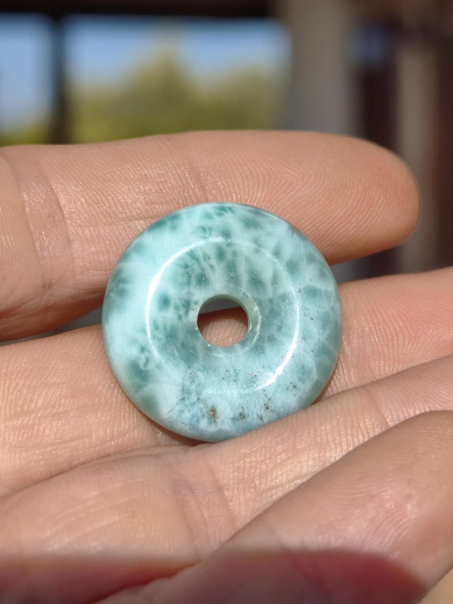 AAA Larimar Schutz Donut Edelstein Kette blau Heilstein Rarität Natur Frau Geschenk Mann Frau Er Sie Energie Kraft Glück - Art of Nature Berlin