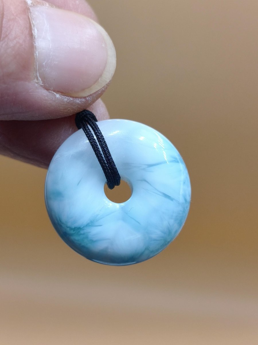 AAA Larimar Schutz Donut Edelstein Kette blau Heilstein Rarität Natur Frau Geschenk Mann Frau Er Sie Energie Kraft Glück - Art of Nature Berlin