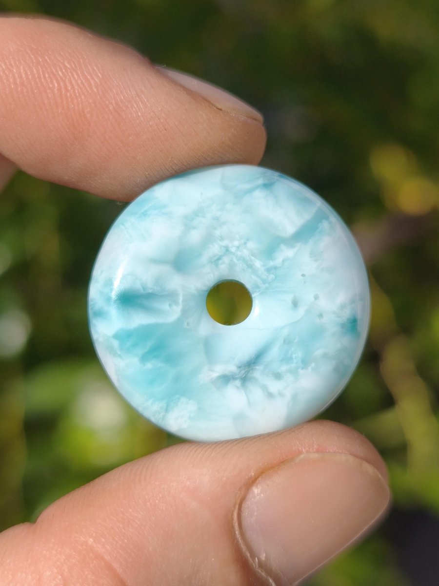 AAA Larimar Schutz Donut Edelstein Kette blau Heilstein Rarität Natur Frau Geschenk Mann Frau Er Sie Energie Kraft Glück - Art of Nature Berlin