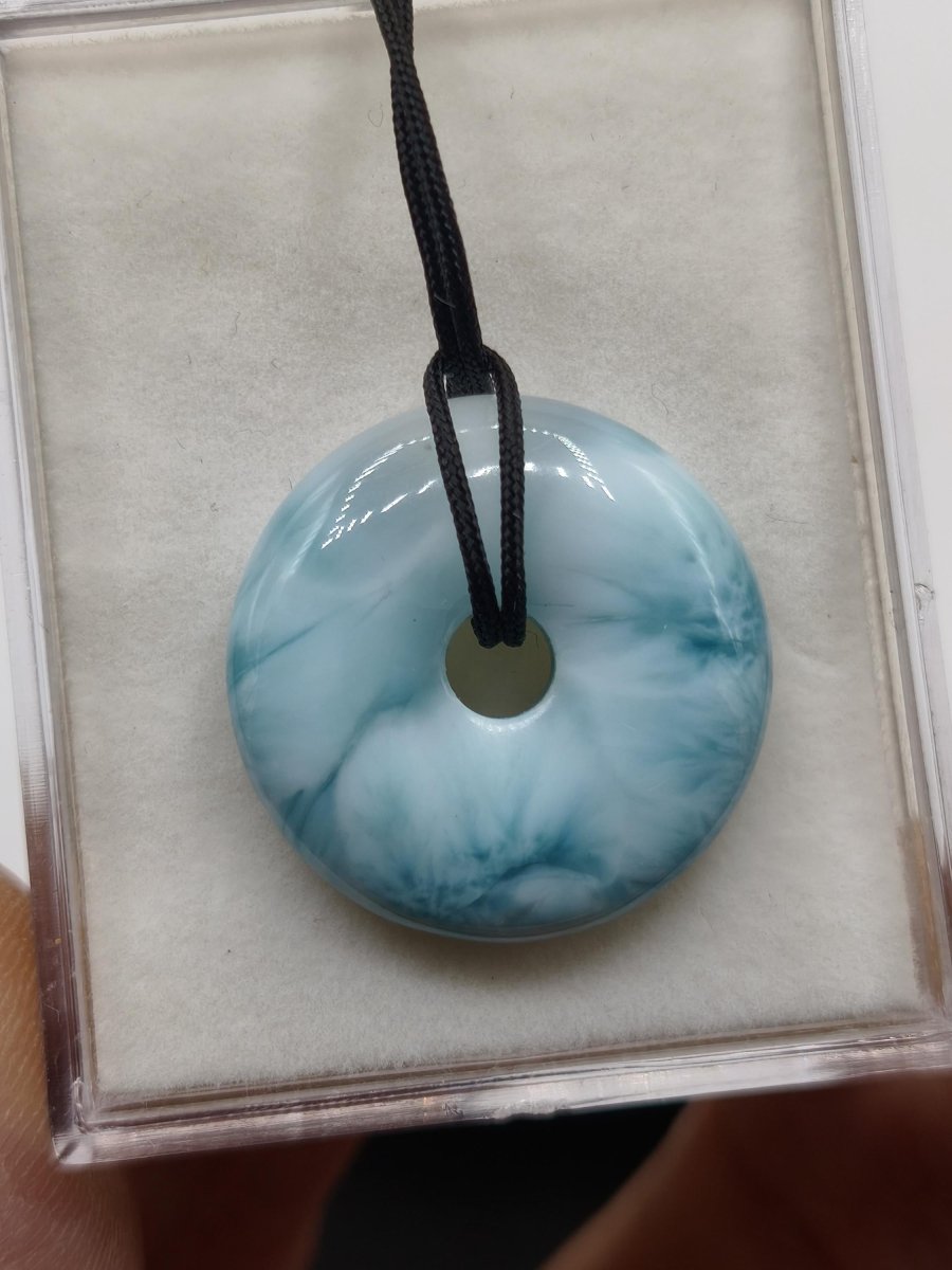 AAA Larimar Schutz Donut Edelstein Kette blau Heilstein Rarität Natur Frau Geschenk Mann Frau Er Sie Energie Kraft Glück - Art of Nature Berlin