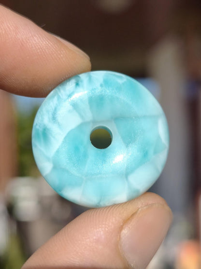 AAA Larimar Schutz Donut Edelstein Kette blau Heilstein Rarität Natur Frau Geschenk Mann Frau Er Sie Energie Kraft Glück - Art of Nature Berlin