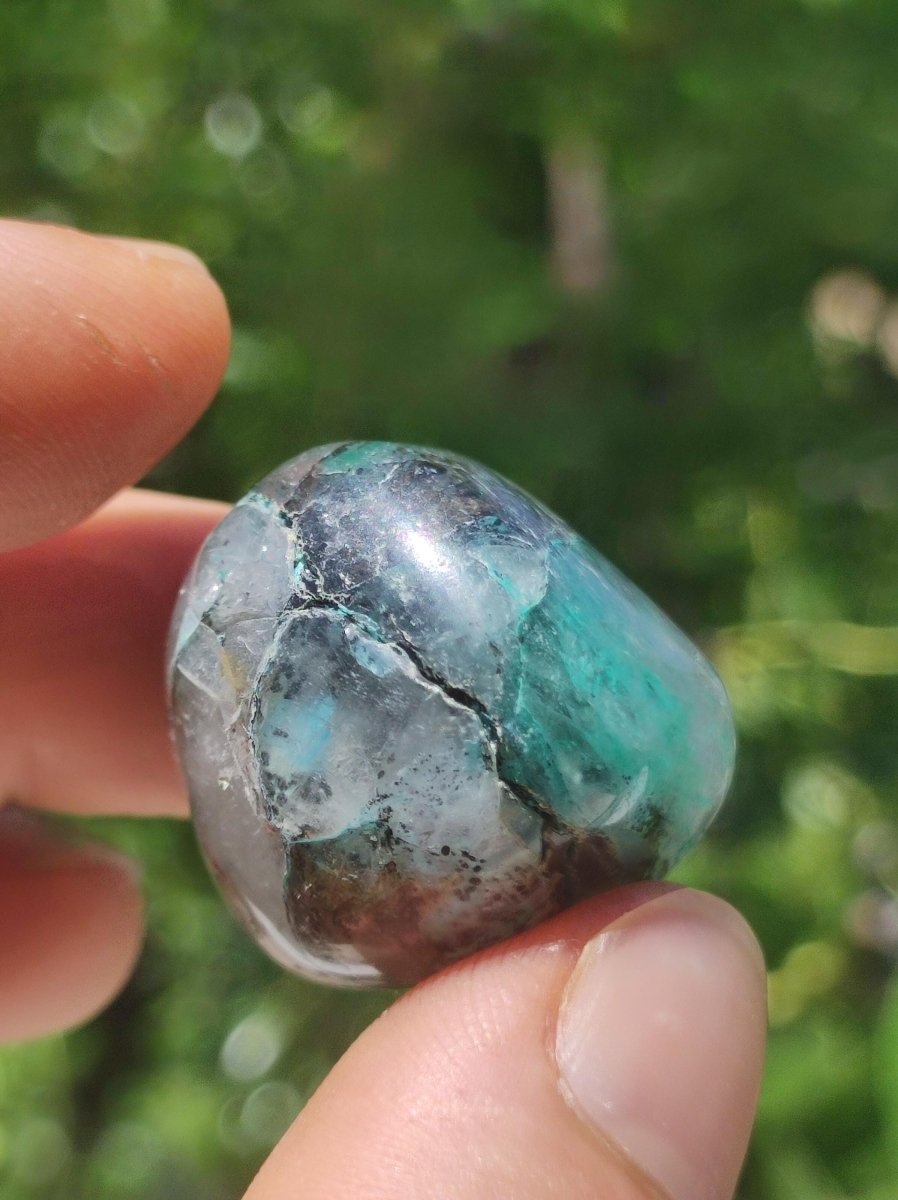 AAA Quantum Quattro Chrysocoll Shattuckit Quarz Azurit blau Natur Heilstein Meditation Ritual Indianer Schamanen Edelstein Mineral Sammler - Art of Nature Berlin