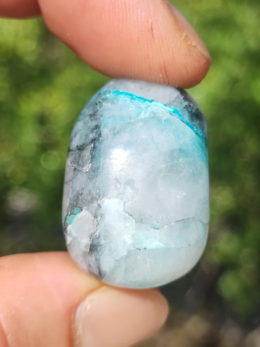 AAA Quantum Quattro Chrysocoll Shattuckit Quarz Azurit blau Natur Heilstein Meditation Ritual Indianer Schamanen Edelstein Mineral Sammler - Art of Nature Berlin