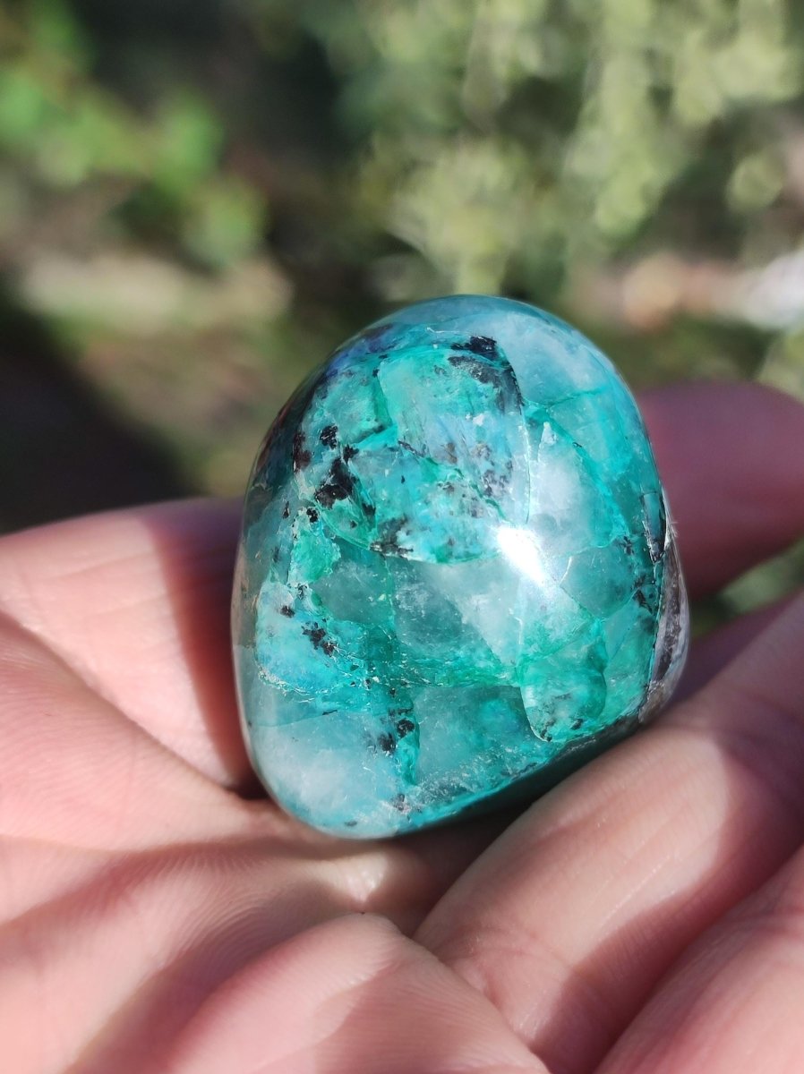 AAA Quantum Quattro Chrysocoll Shattuckit Quarz Azurit blau Natur Heilstein Meditation Ritual Indianer Schamanen Edelstein Mineral Sammler - Art of Nature Berlin