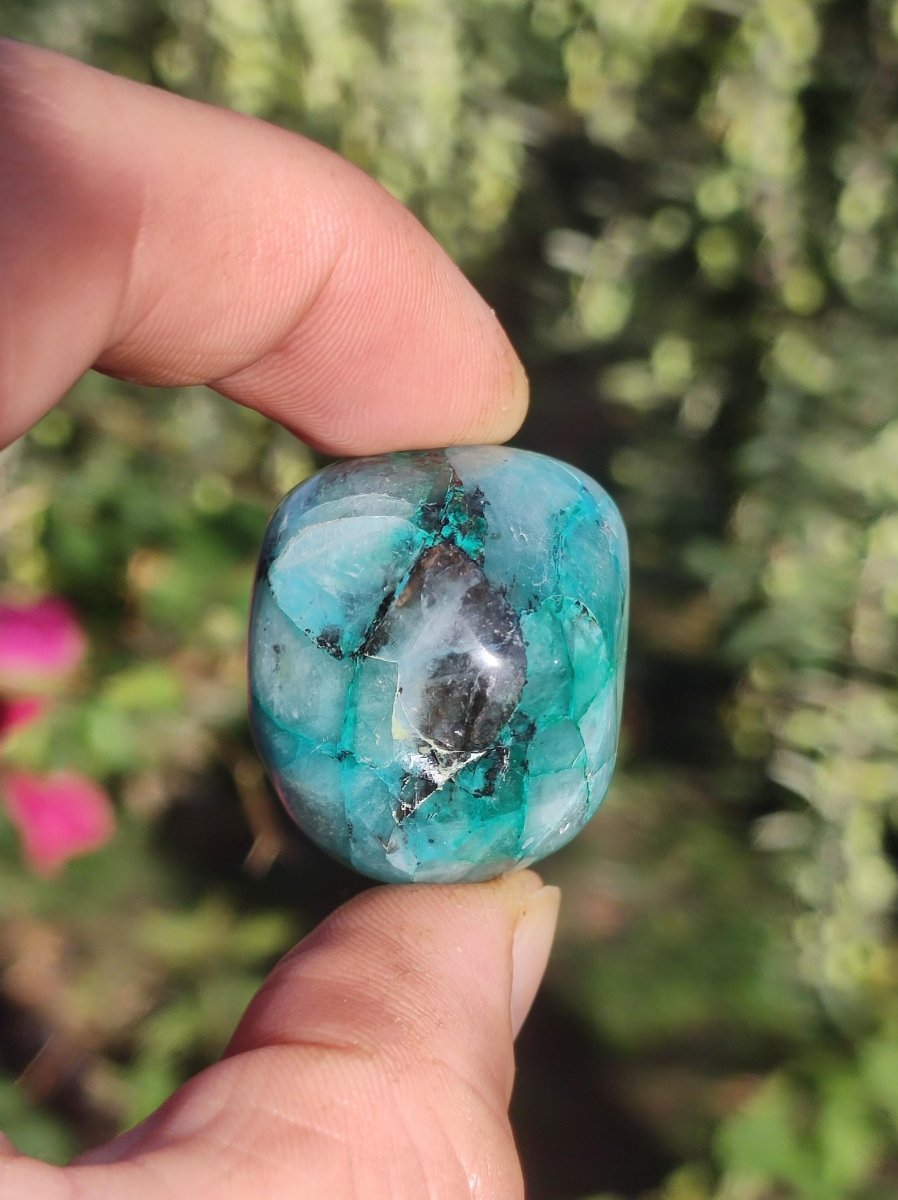 AAA Quantum Quattro Chrysocoll Shattuckit Quarz Azurit blau Natur Heilstein Meditation Ritual Indianer Schamanen Edelstein Mineral Sammler - Art of Nature Berlin