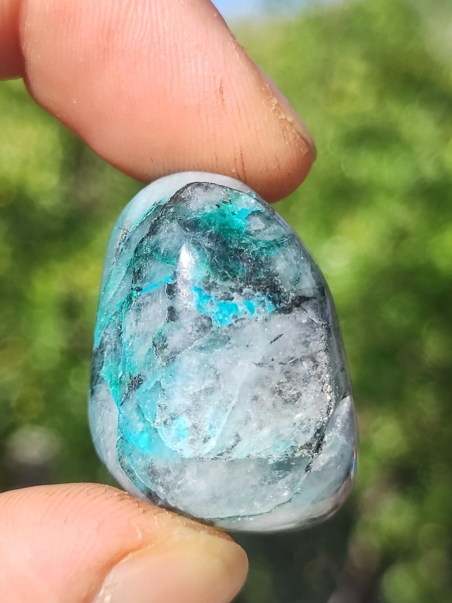 AAA Quantum Quattro Chrysocoll Shattuckit Quarz Azurit blau Natur Heilstein Meditation Ritual Indianer Schamanen Edelstein Mineral Sammler - Art of Nature Berlin