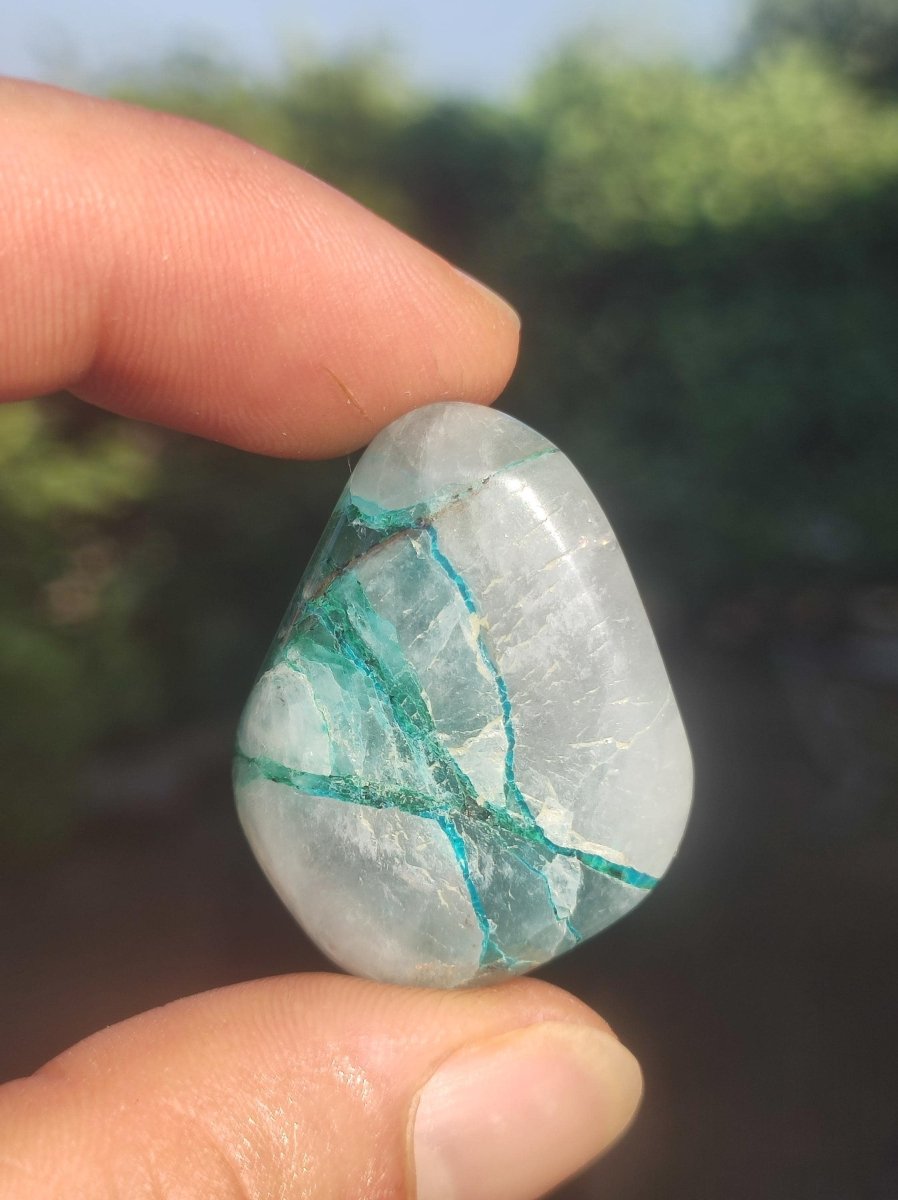 AAA Quantum Quattro Chrysocoll Shattuckit Quarz Azurit blau Natur Heilstein Meditation Ritual Indianer Schamanen Edelstein Mineral Sammler - Art of Nature Berlin