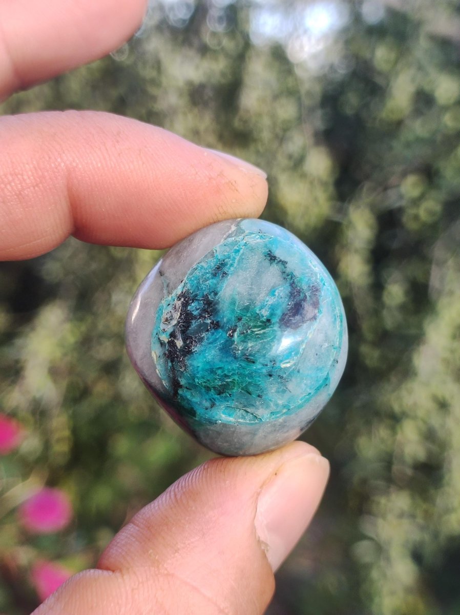 AAA Quantum Quattro Chrysocoll Shattuckit Quarz Azurit blau Natur Heilstein Meditation Ritual Indianer Schamanen Edelstein Mineral Sammler - Art of Nature Berlin