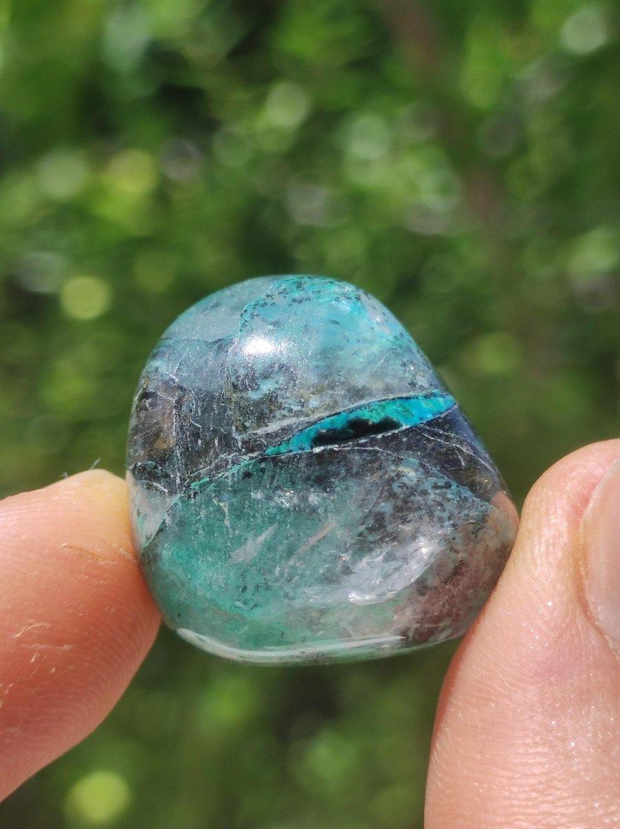 AAA Quantum Quattro Chrysocoll Shattuckit Quarz Azurit blau Natur Heilstein Meditation Ritual Indianer Schamanen Edelstein Mineral Sammler - Art of Nature Berlin