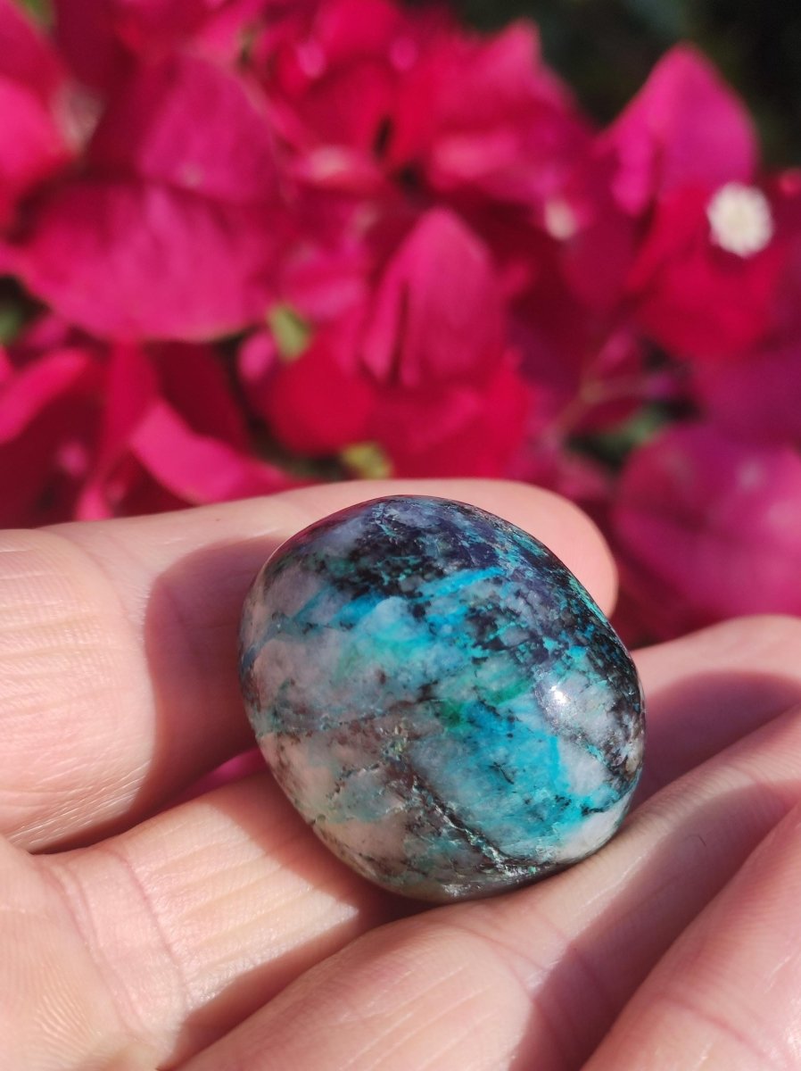 AAA Quantum Quattro Chrysocoll Shattuckit Quarz Azurit blau Natur Heilstein Meditation Ritual Indianer Schamanen Edelstein Mineral Sammler - Art of Nature Berlin