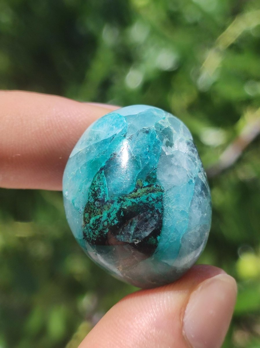 AAA Quantum Quattro Chrysocoll Shattuckit Quarz Azurit blau Natur Heilstein Meditation Ritual Indianer Schamanen Edelstein Mineral Sammler - Art of Nature Berlin