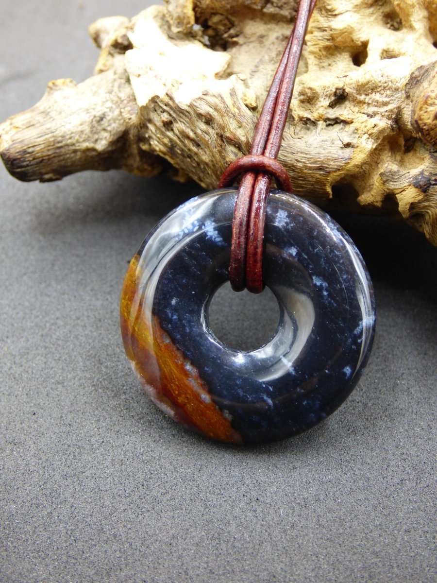 Achat black schwarz 30mm - Edelstein Donut Kette Mann Frau Vater Mutter Tochter Freund Heilstein Glück Schmuck Hippie Natur Rarität Geschenk - Art of Nature Berlin