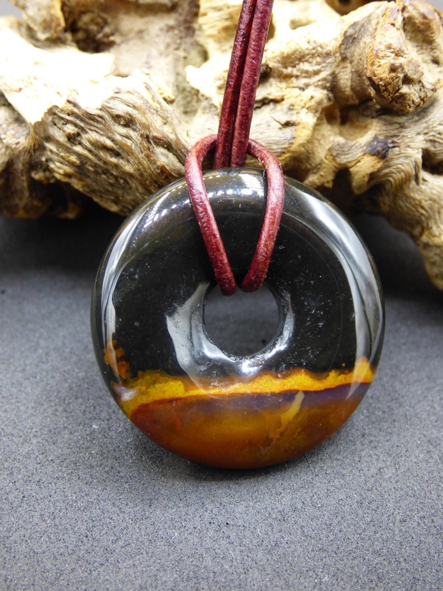 Achat black schwarz 30mm - Edelstein Donut Kette Mann Frau Vater Mutter Tochter Freund Heilstein Glück Schmuck Hippie Natur Rarität Geschenk - Art of Nature Berlin