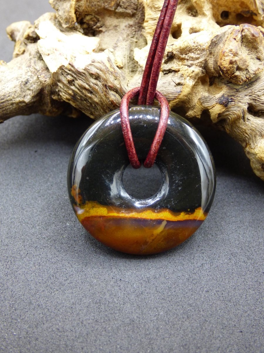 Achat black schwarz 30mm - Edelstein Donut Kette Mann Frau Vater Mutter Tochter Freund Heilstein Glück Schmuck Hippie Natur Rarität Geschenk - Art of Nature Berlin