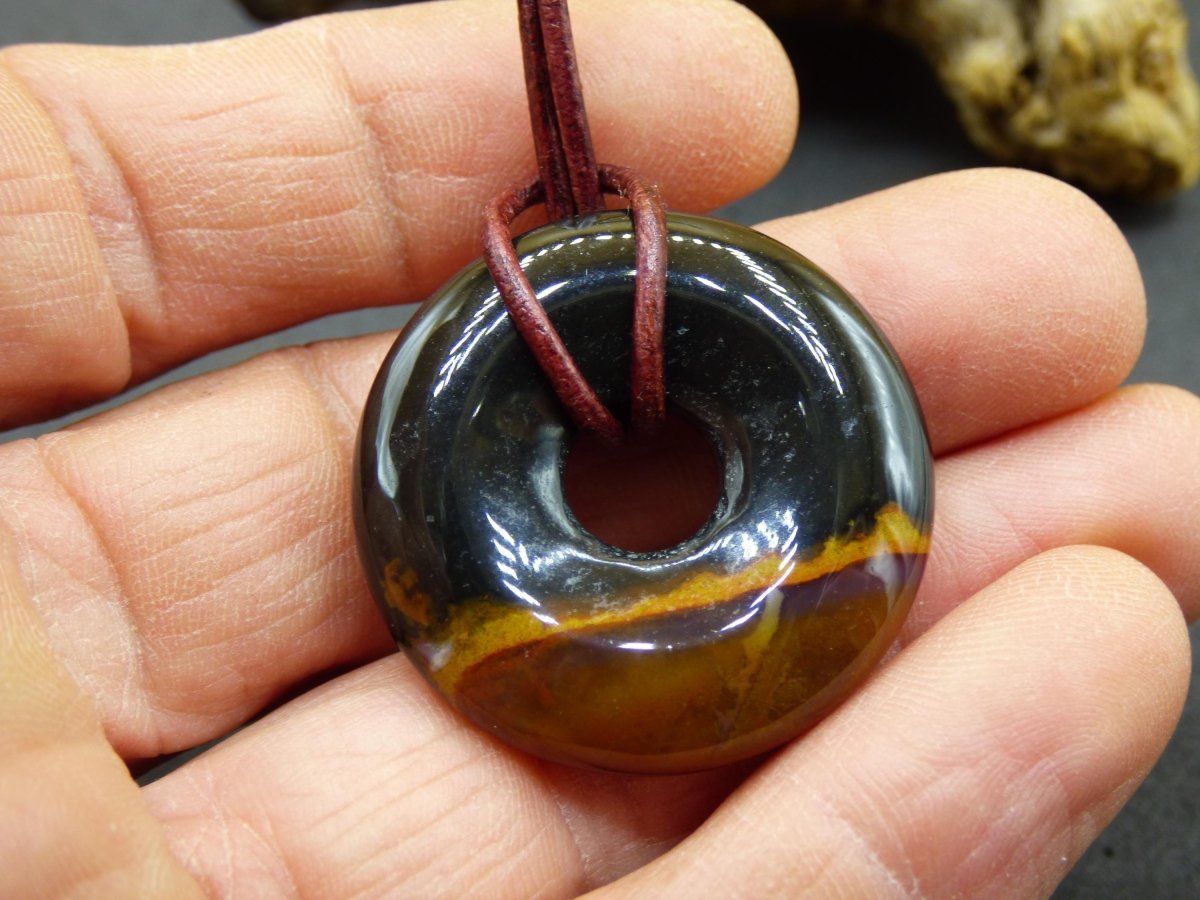 Achat black schwarz 30mm - Edelstein Donut Kette Mann Frau Vater Mutter Tochter Freund Heilstein Glück Schmuck Hippie Natur Rarität Geschenk - Art of Nature Berlin