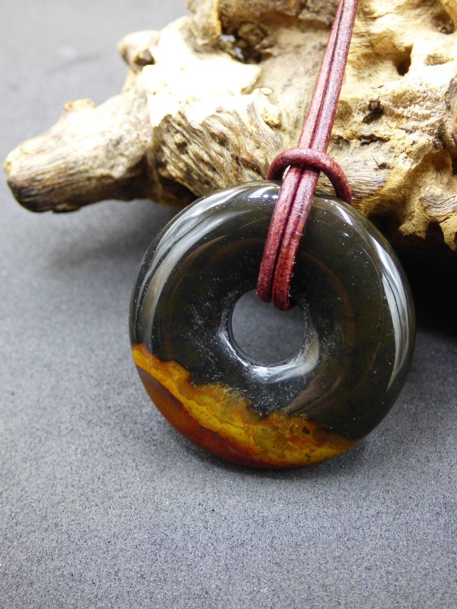 Achat black schwarz 30mm - Edelstein Donut Kette Mann Frau Vater Mutter Tochter Freund Heilstein Glück Schmuck Hippie Natur Rarität Geschenk - Art of Nature Berlin