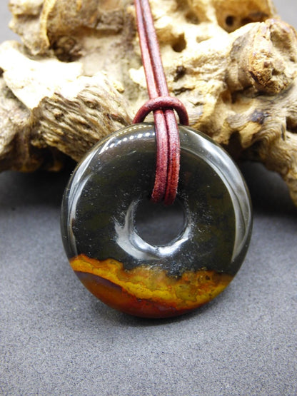 Achat black schwarz 30mm - Edelstein Donut Kette Mann Frau Vater Mutter Tochter Freund Heilstein Glück Schmuck Hippie Natur Rarität Geschenk - Art of Nature Berlin