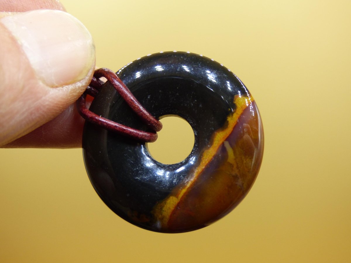 Achat black schwarz 30mm - Edelstein Donut Kette Mann Frau Vater Mutter Tochter Freund Heilstein Glück Schmuck Hippie Natur Rarität Geschenk - Art of Nature Berlin
