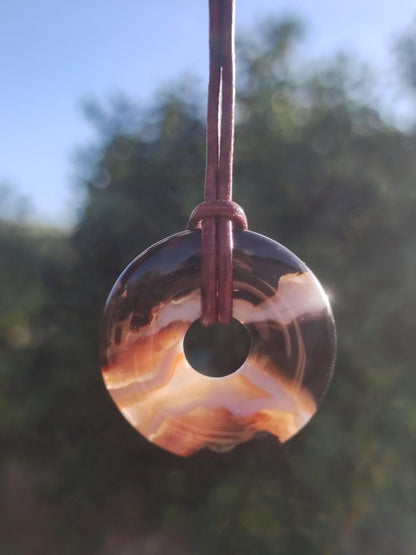 Achat black schwarz 30mm - Edelstein Donut Kette Mann Frau Vater Mutter Tochter Freund Heilstein Glück Schmuck Hippie Natur Rarität Geschenk - Art of Nature Berlin