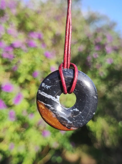 Achat black schwarz 30mm - Edelstein Donut Kette Mann Frau Vater Mutter Tochter Freund Heilstein Glück Schmuck Hippie Natur Rarität Geschenk - Art of Nature Berlin